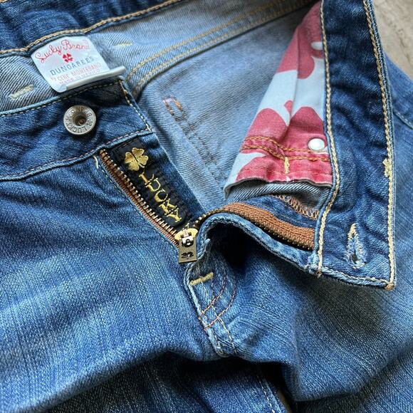 Womens Lucky Brand Lola Straight Run Stitch Jeans 2/26 Frayed Hem Low Rise - Picture 7 of 14